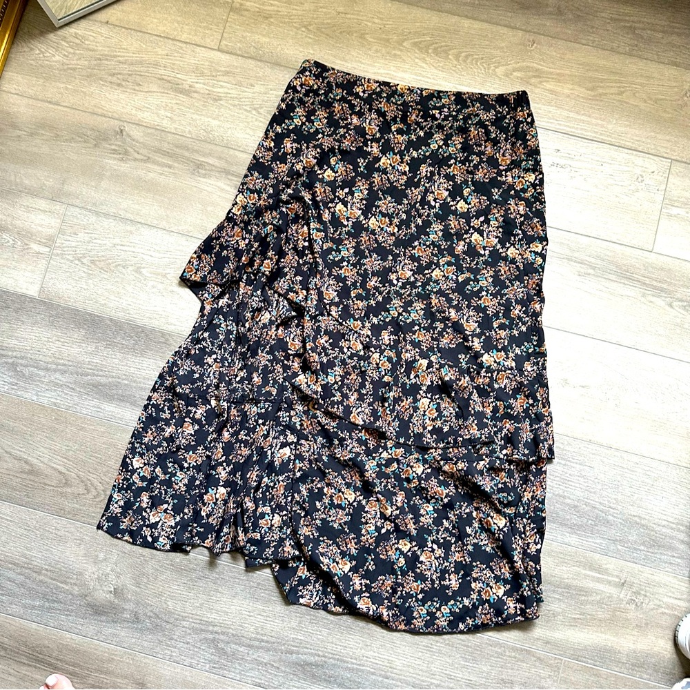 Floral High Low Skirt